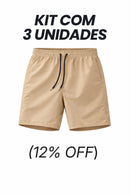 Kit 3 Bermudas LY FlexDry™ Bege Impermeável